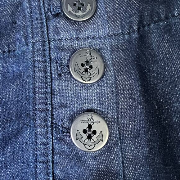 Talbots Sailor Button Wide Leg Jeans Womens 8P Dark Wash Classic Petite Nautical - Picture 3 of 6